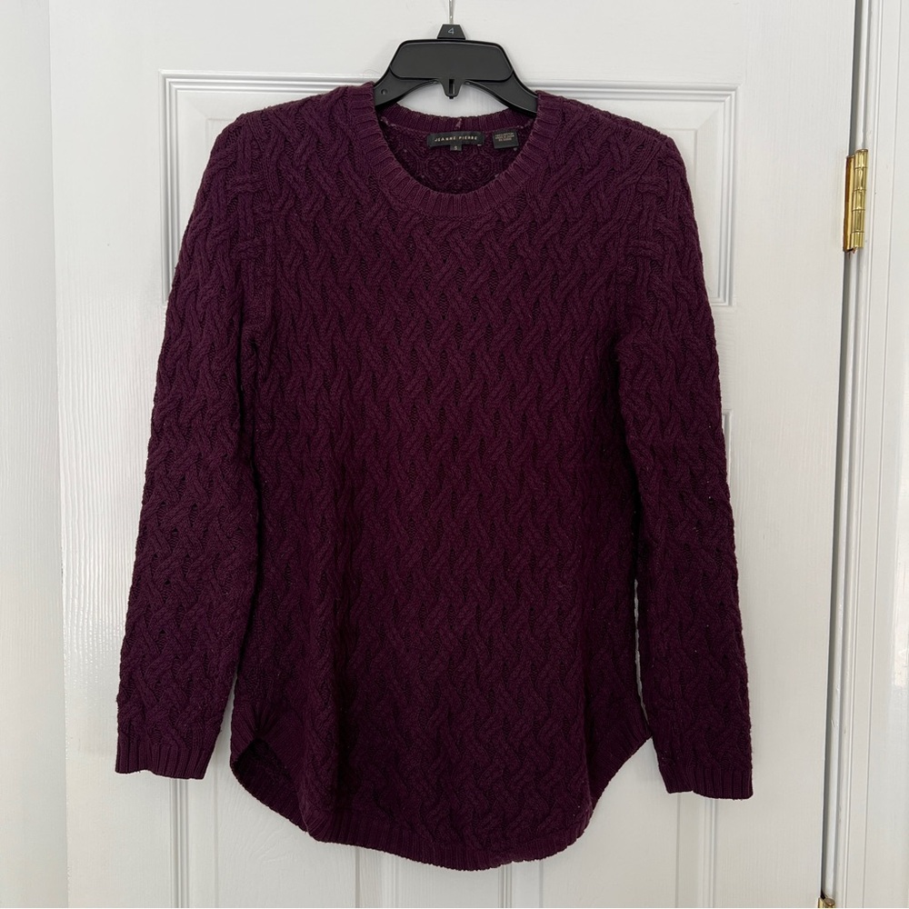 Jeanne Pierre cotton knit sweater purple S